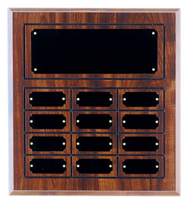 Cherry Finish Completed Perpetual Plaque with Plates