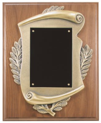 Genuine Walnut Plaque w/ Scroll Frame & plate