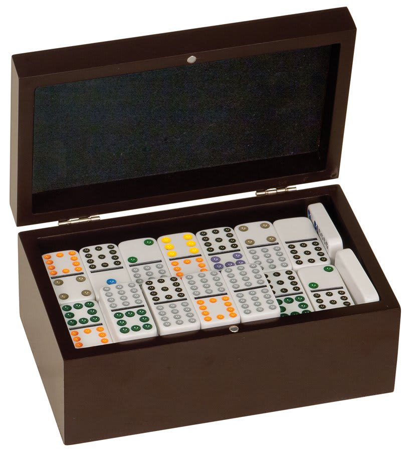Rosewood Finish Double Twelves Dominos set with 91 Dominos
