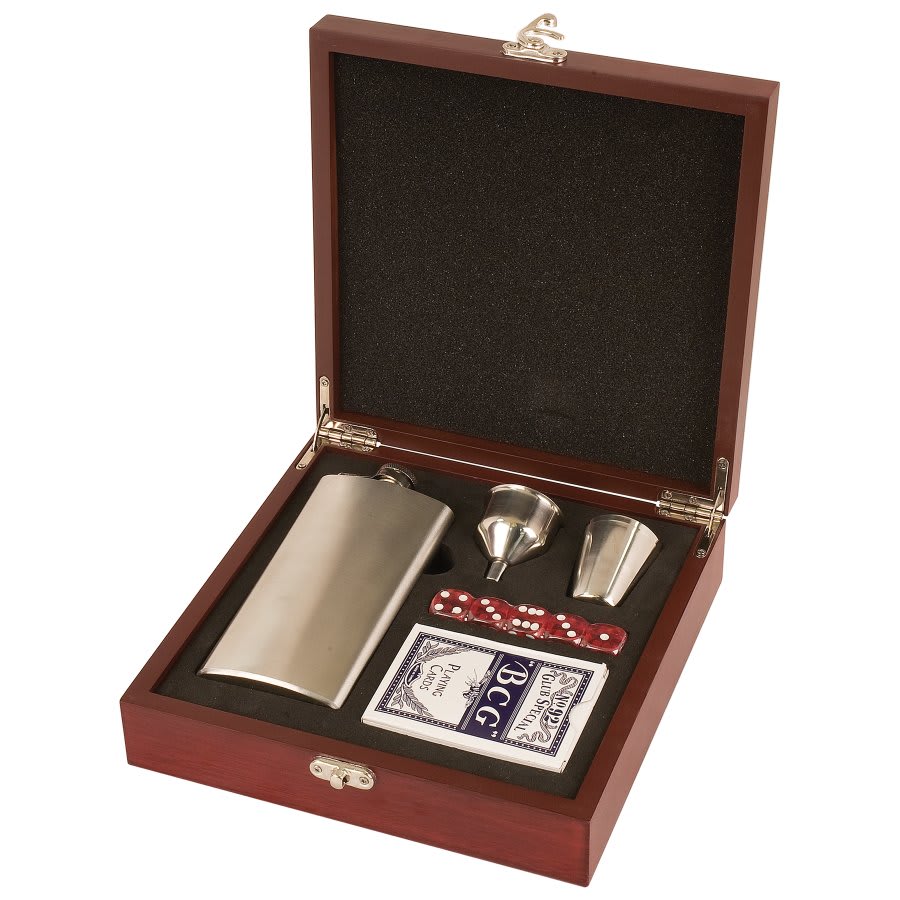 Rosewood Flask and Game Set