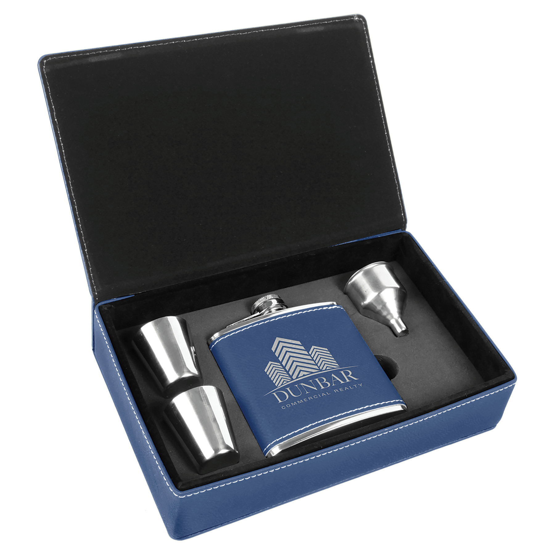 6 oz Leatherette Flask Gift Set