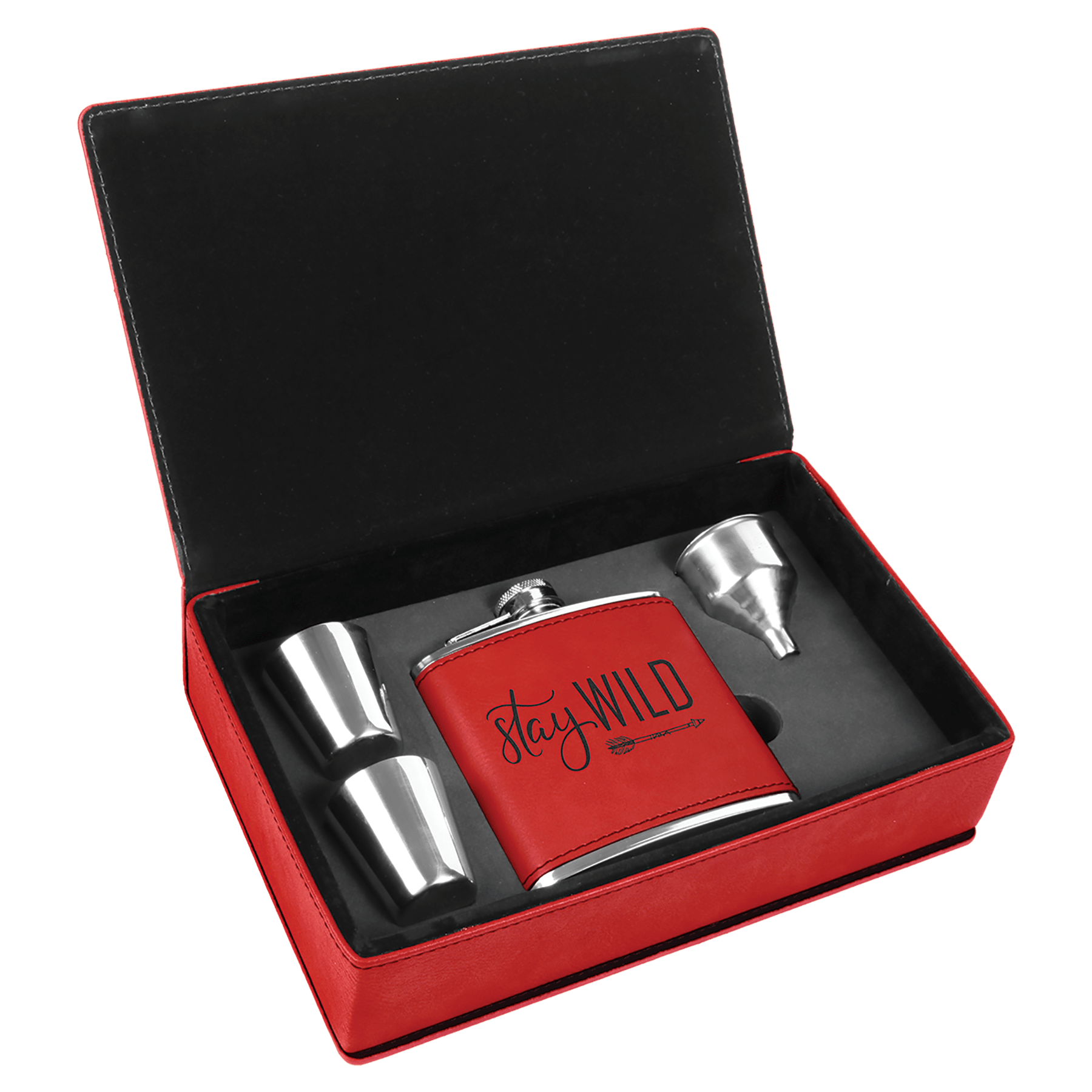 6 oz Leatherette Flask Gift Set
