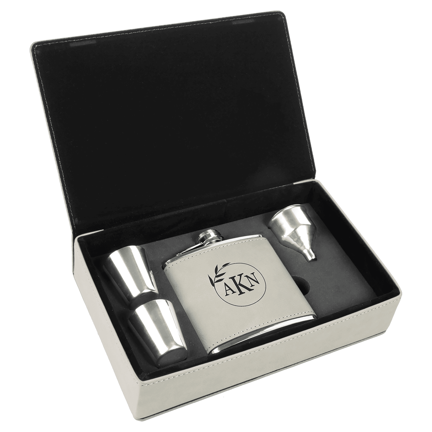 6 oz Leatherette Flask Gift Set