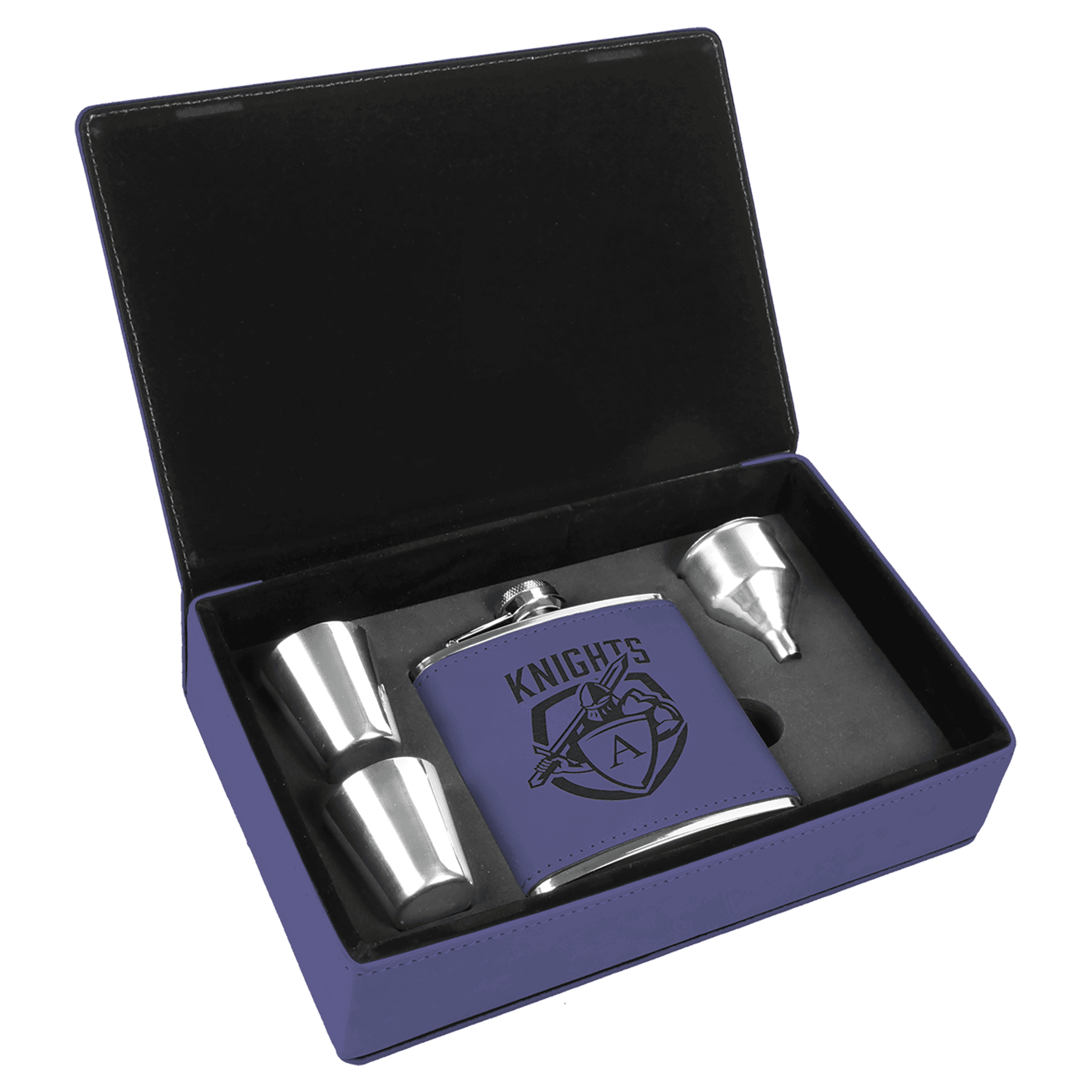 6 oz Leatherette Flask Gift Set