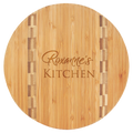 Round Bamboo Cutting Board with Butcher Block Inlay