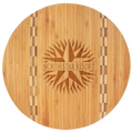 Round Bamboo Cutting Board with Butcher Block Inlay