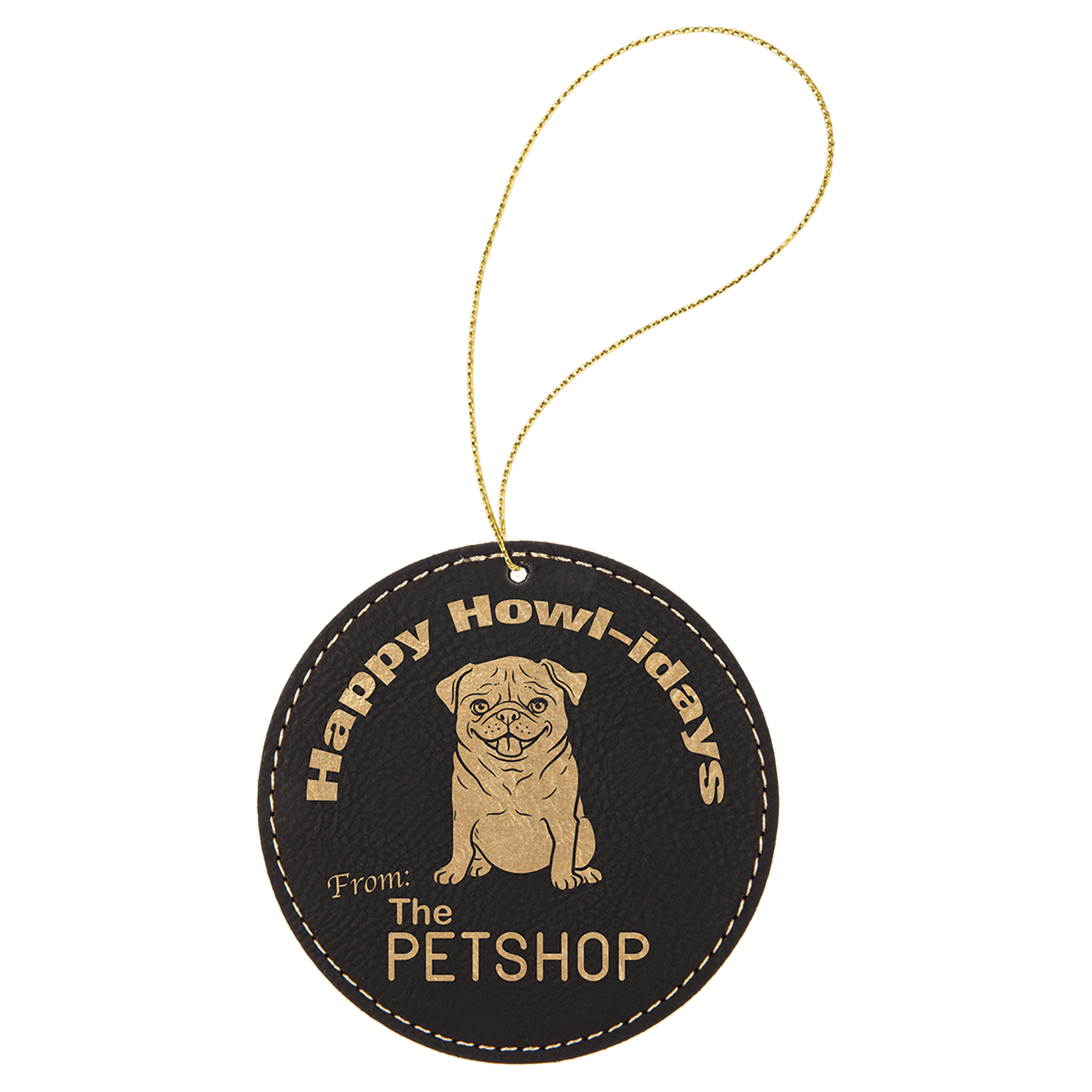 Leatherette Ornament with Gold String