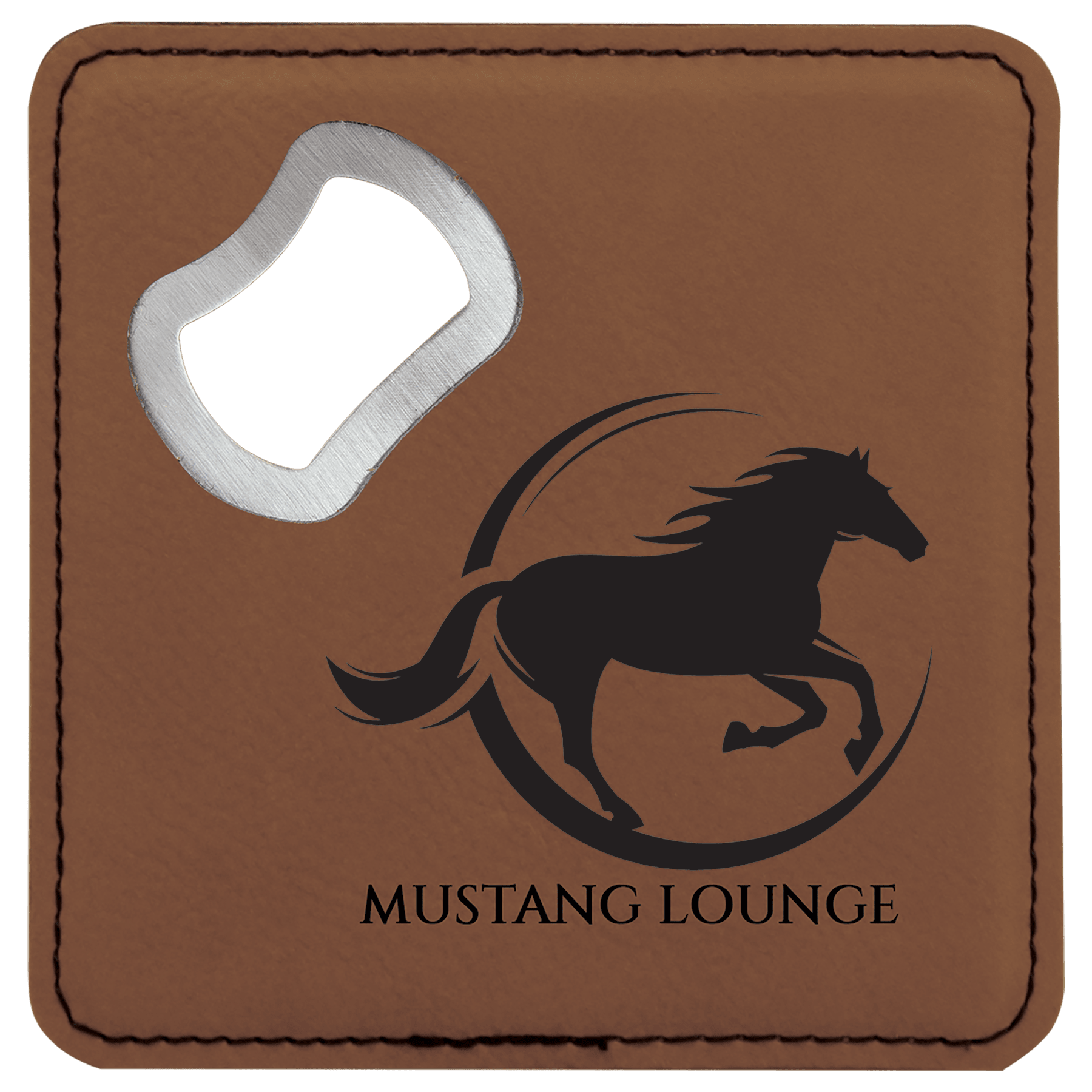 4” Square Leatherette Bottle Opener Coaster
