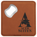 4” Square Leatherette Bottle Opener Coaster