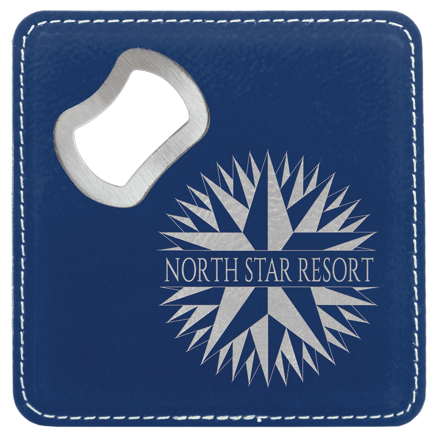 4” Square Leatherette Bottle Opener Coaster