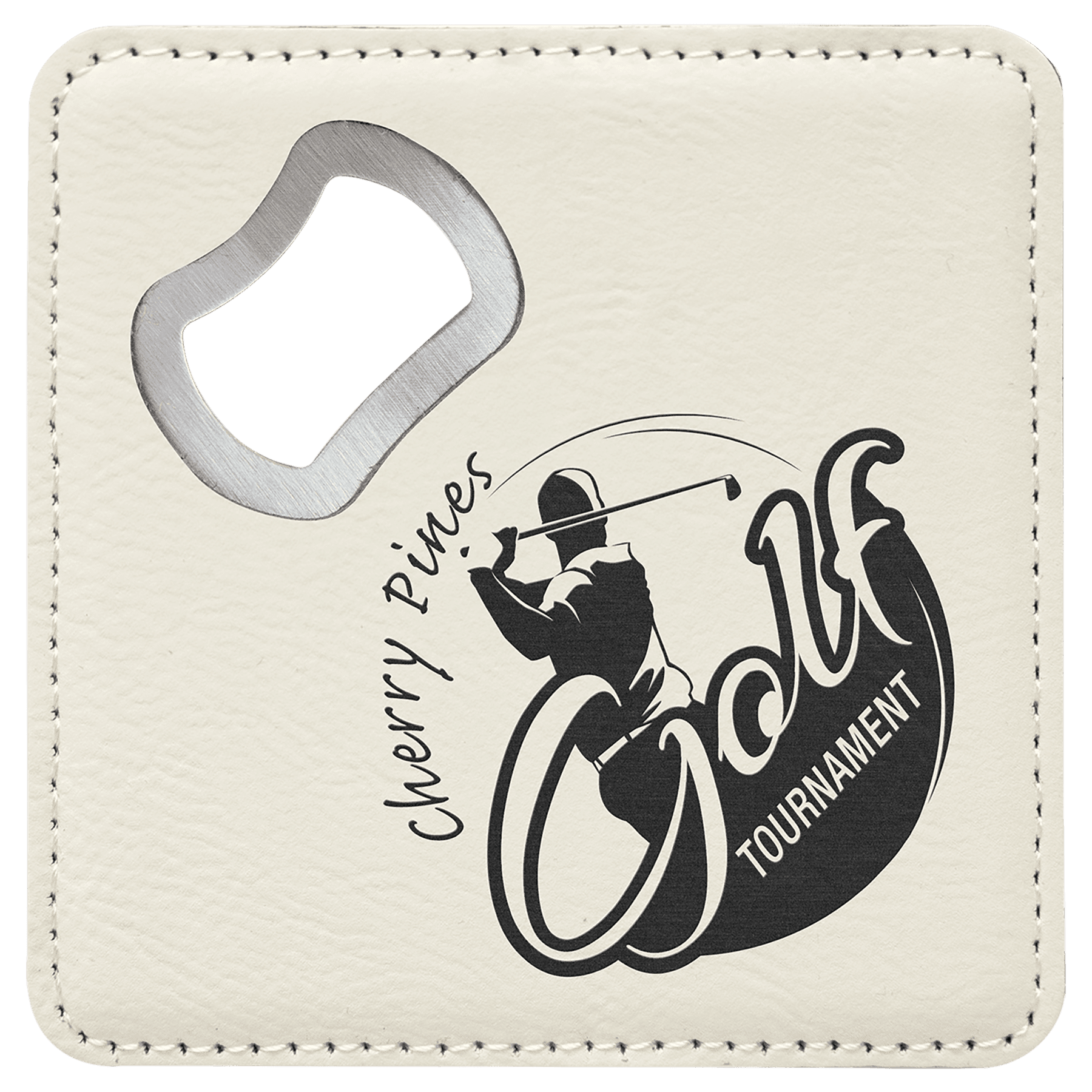 4” Square Leatherette Bottle Opener Coaster