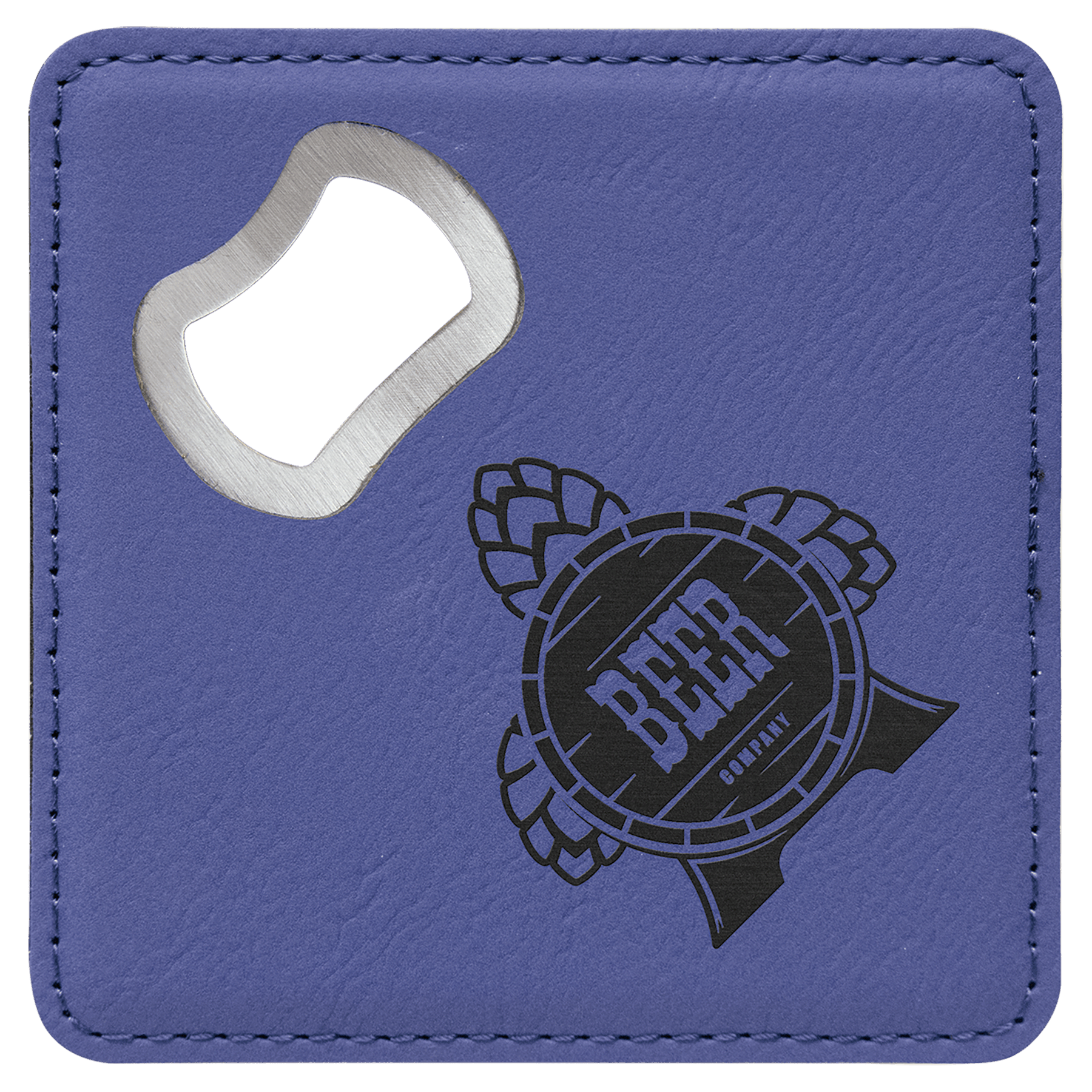 4” Square Leatherette Bottle Opener Coaster