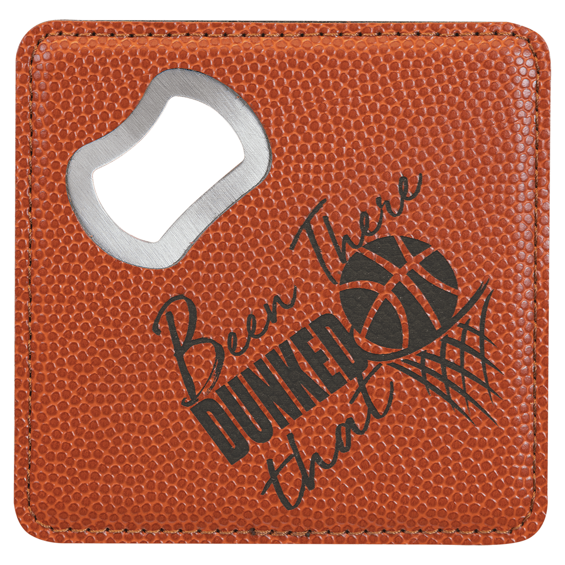 4” Square Leatherette Bottle Opener Coaster