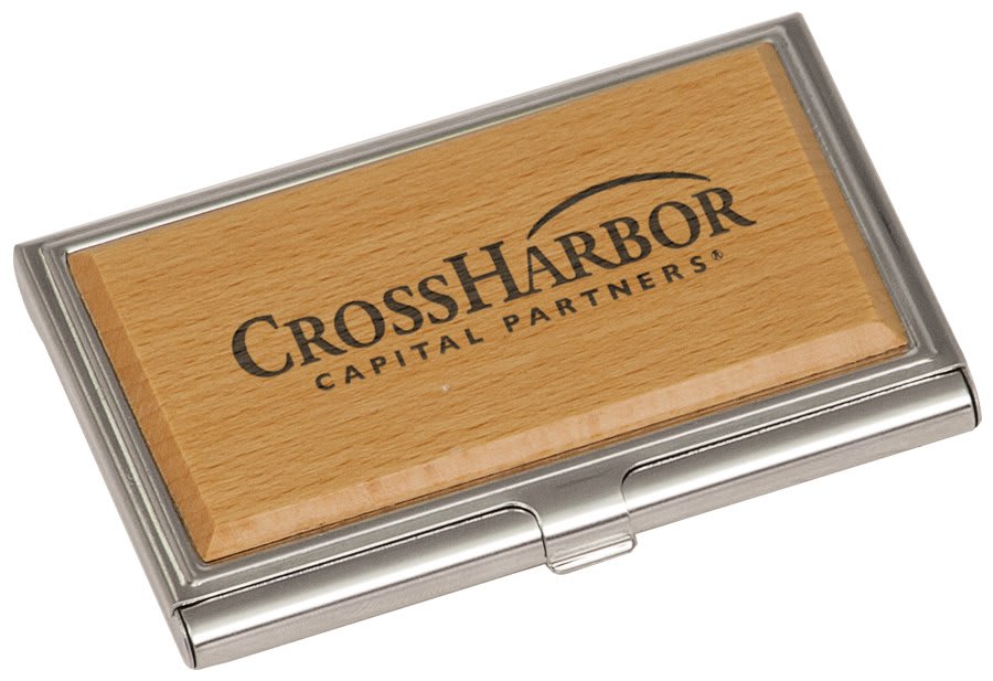 Metal & Wood Business Card Holder
