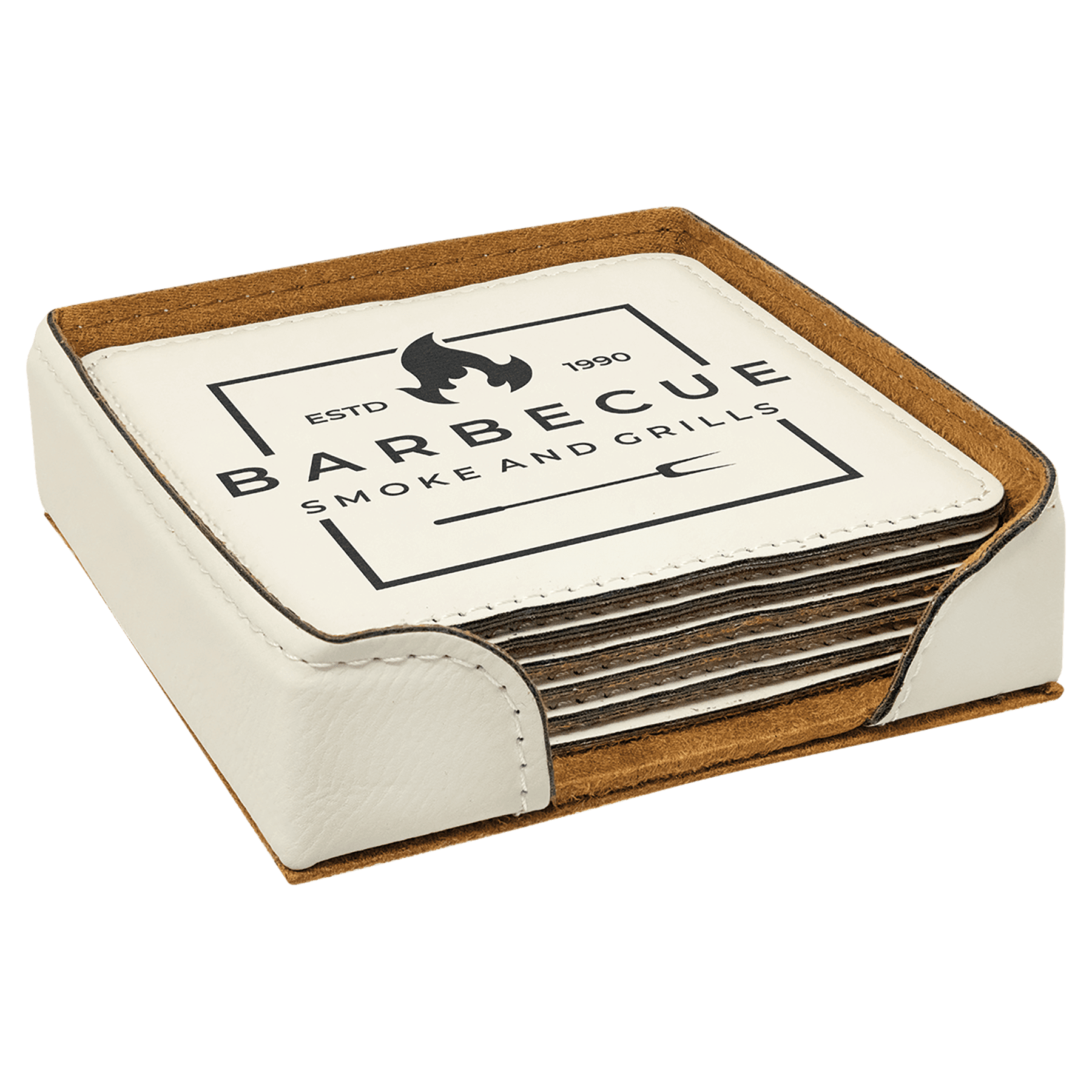 4” Square Leatherette Coaster Set