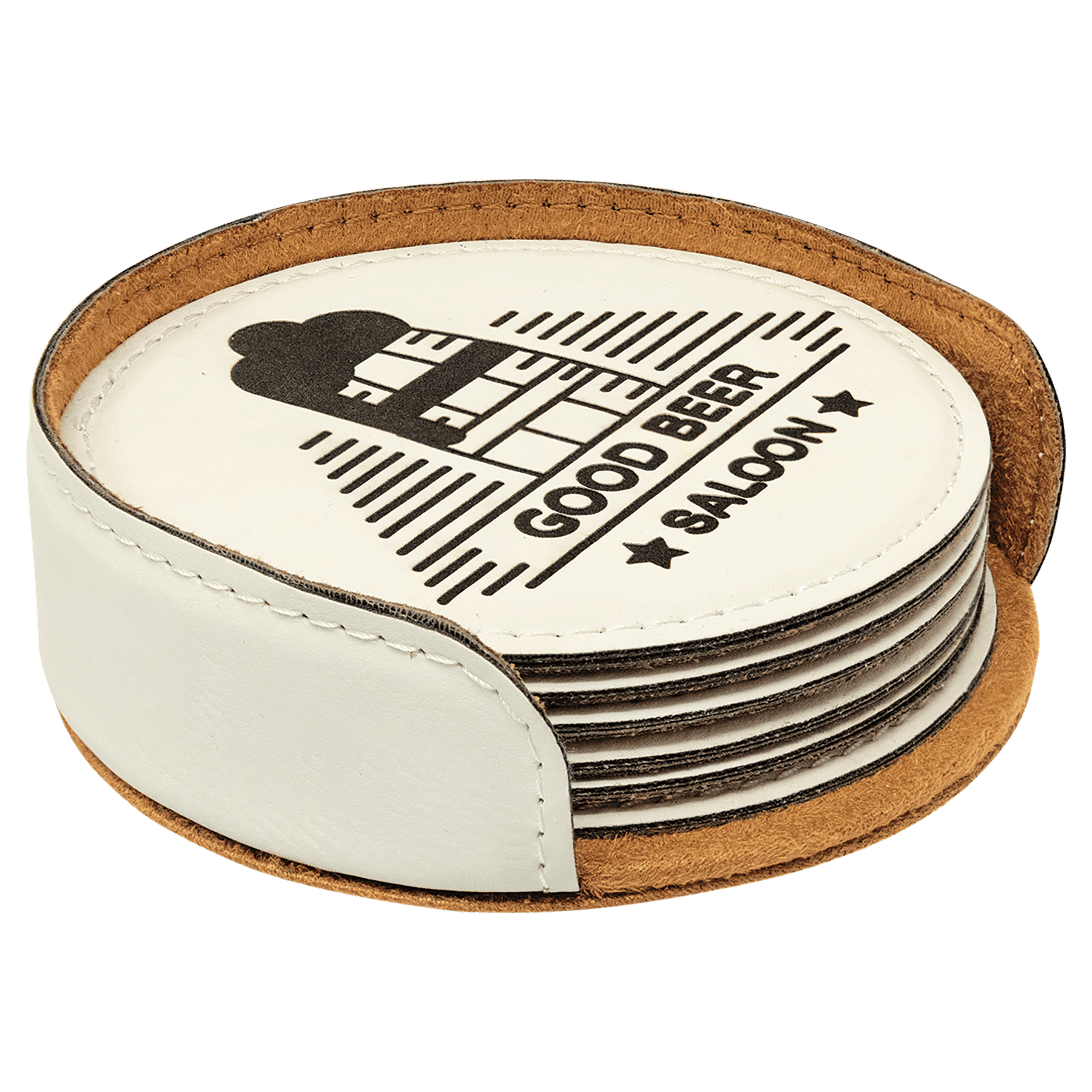 4” Round Leatherette Coaster Set