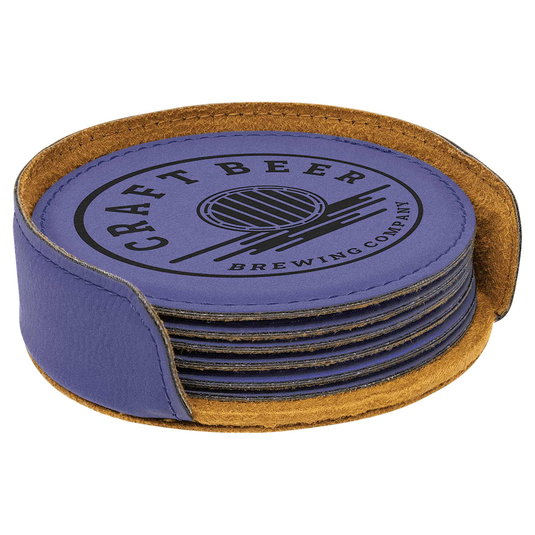 4” Round Leatherette Coaster Set