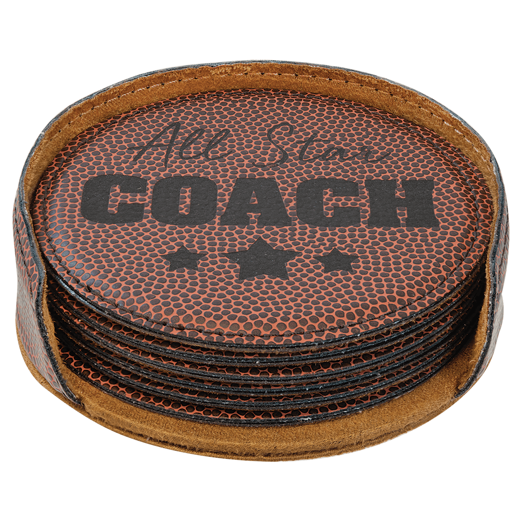 4” Round Leatherette Coaster Set