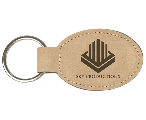 3" Leatherette Oval Keychain