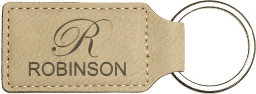 2 ¾" Leatherette Rectangle Keychain