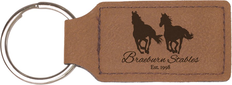 2 ¾" Leatherette Rectangle Keychain