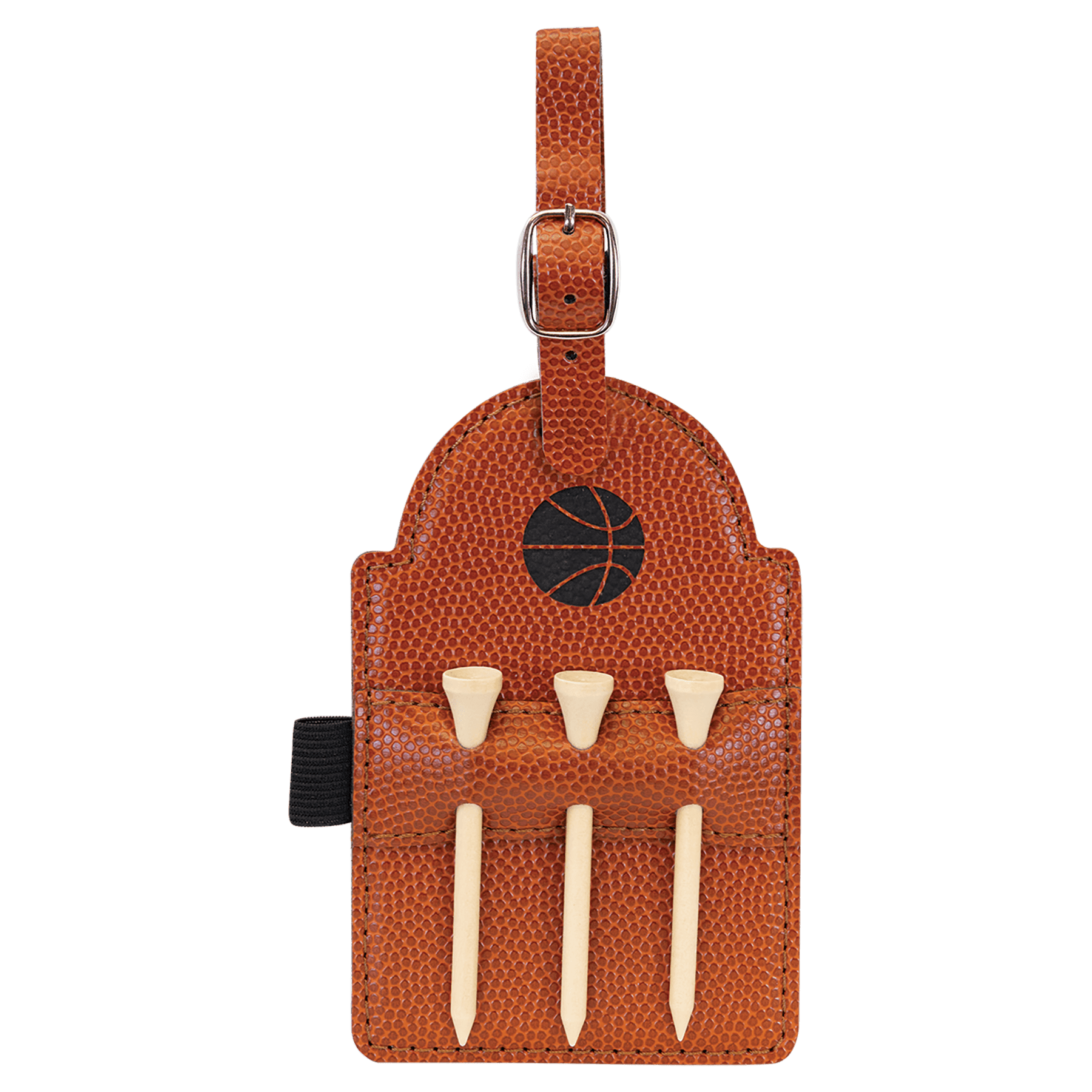 Leatherette Golf Bag Tag with 3 Wooden Tees