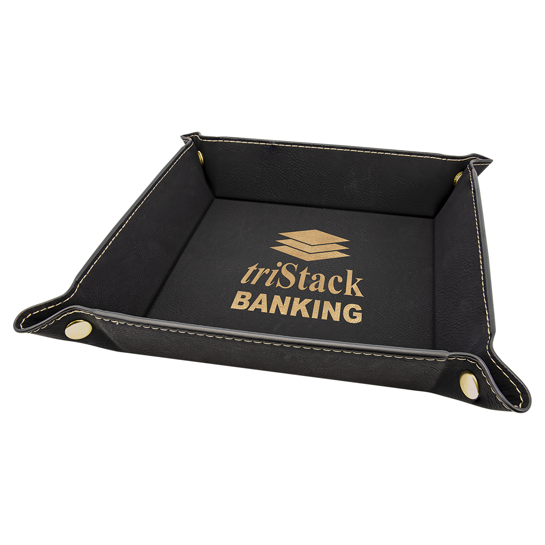 Leatherette Snap Up Tray with Gold Snaps