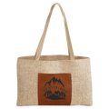 Burlap Tote Bag with Leatherette Gusset