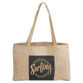 Burlap Tote Bag with Leatherette Gusset