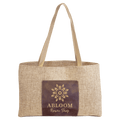 Burlap Tote Bag with Leatherette Gusset