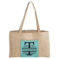 Burlap Tote Bag with Leatherette Gusset