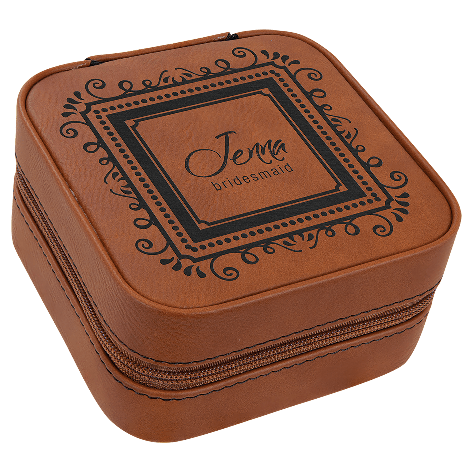 4" X 4" Laserable Leatherette Travel Jewelry Box