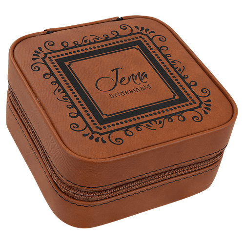 4" X 4" Laserable Leatherette Travel Jewelry Box