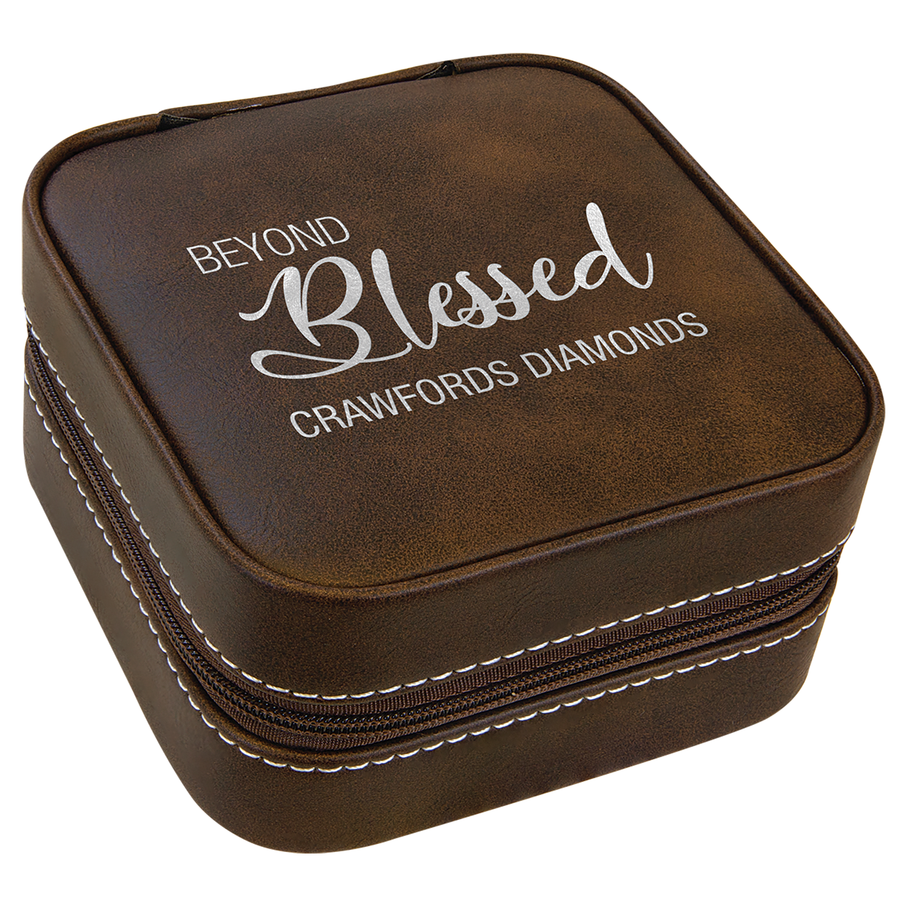 Leatherette Travel Jewelry Box with Tan Lining