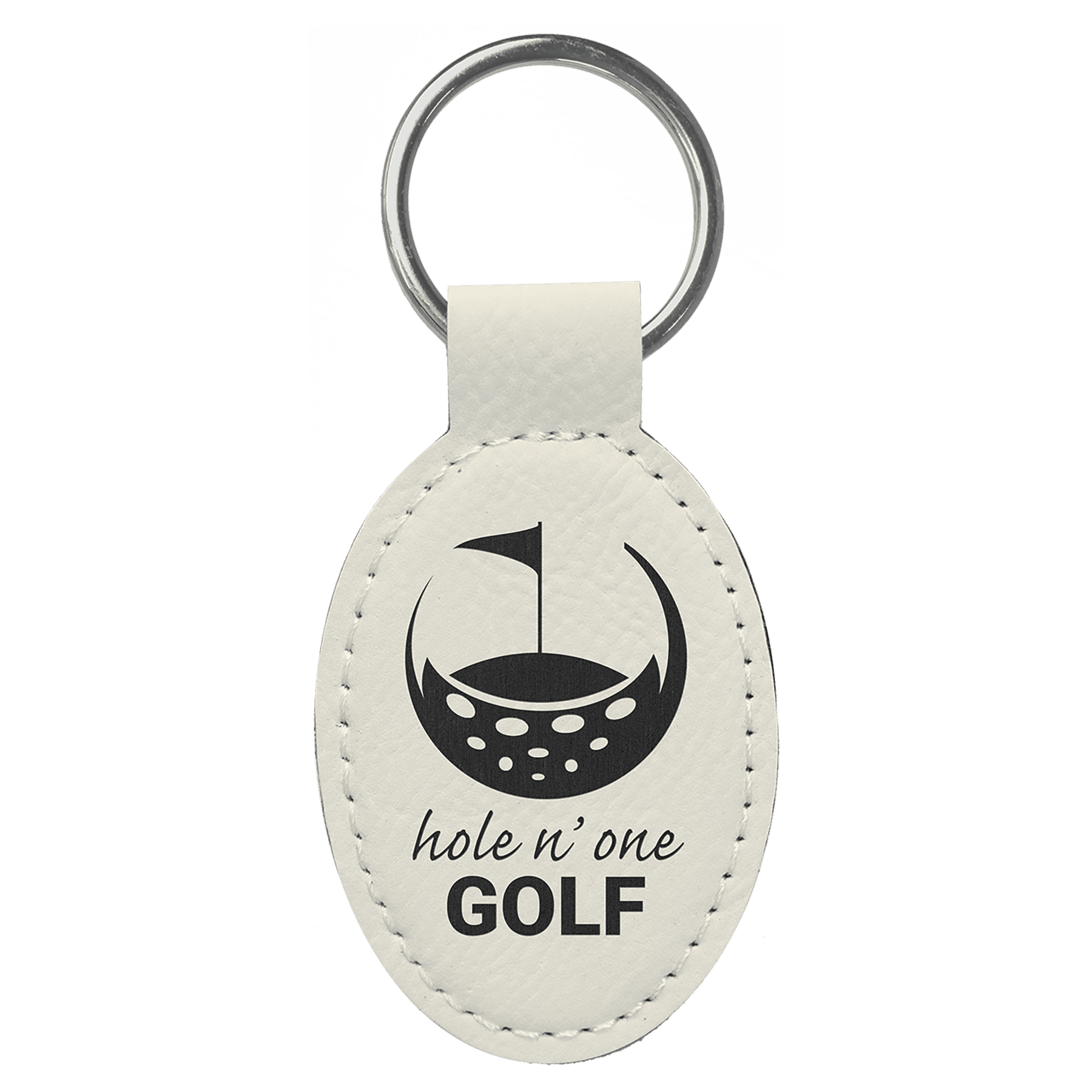 3" Leatherette Oval Keychain