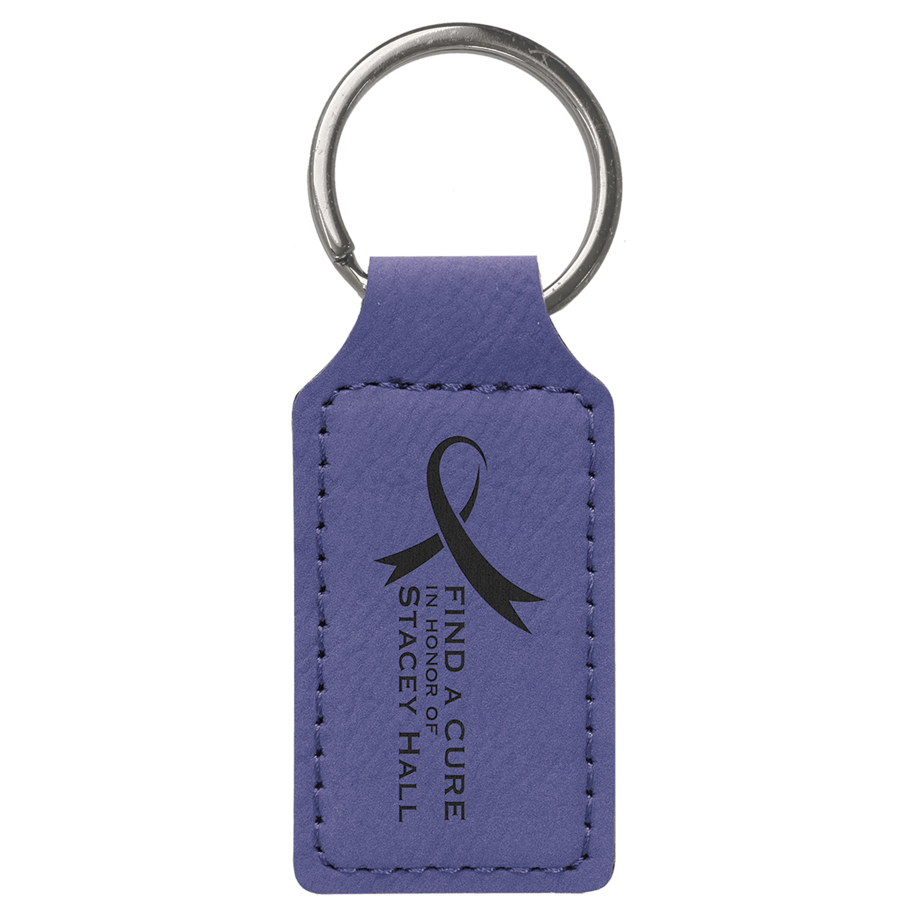 2 ¾" Leatherette Rectangle Keychain