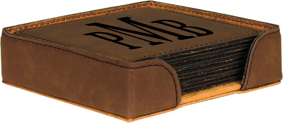 4” Square Leatherette Coaster Set
