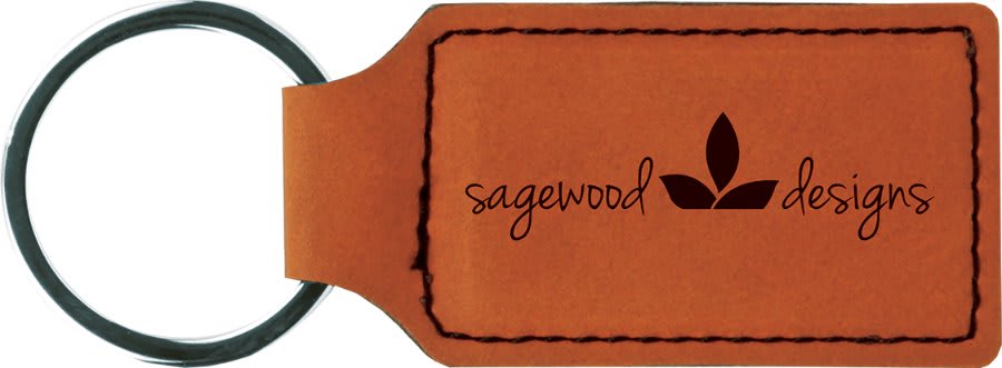 2 ¾" Leatherette Rectangle Keychain