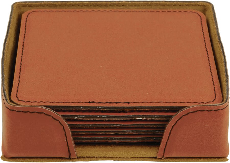 4” Square Leatherette Coaster Set