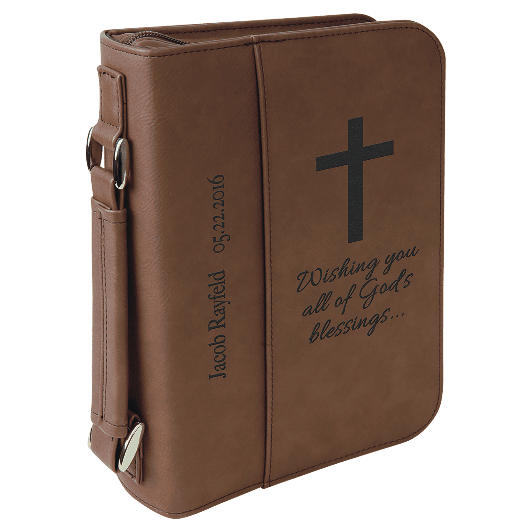 Leatherette Book Cover with Handle & Zipper