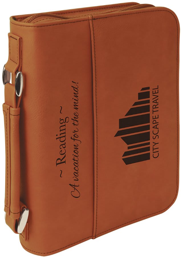Leatherette Book Cover with Handle & Zipper