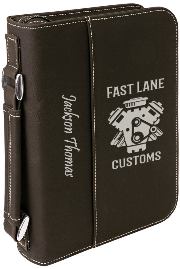 Leatherette Book Cover with Handle & Zipper