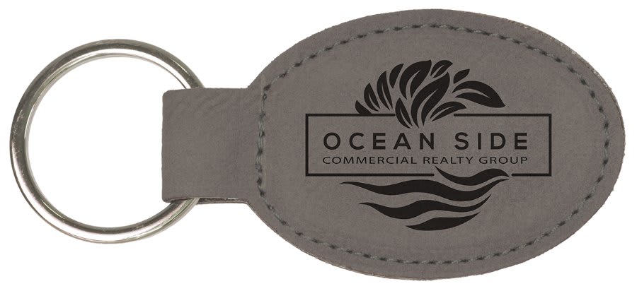 3" Leatherette Oval Keychain