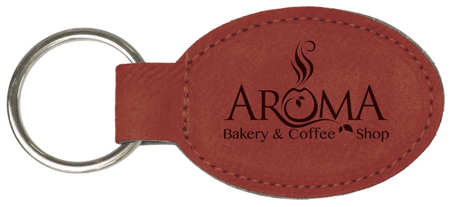 3" Leatherette Oval Keychain
