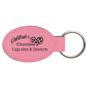 3" Leatherette Oval Keychain