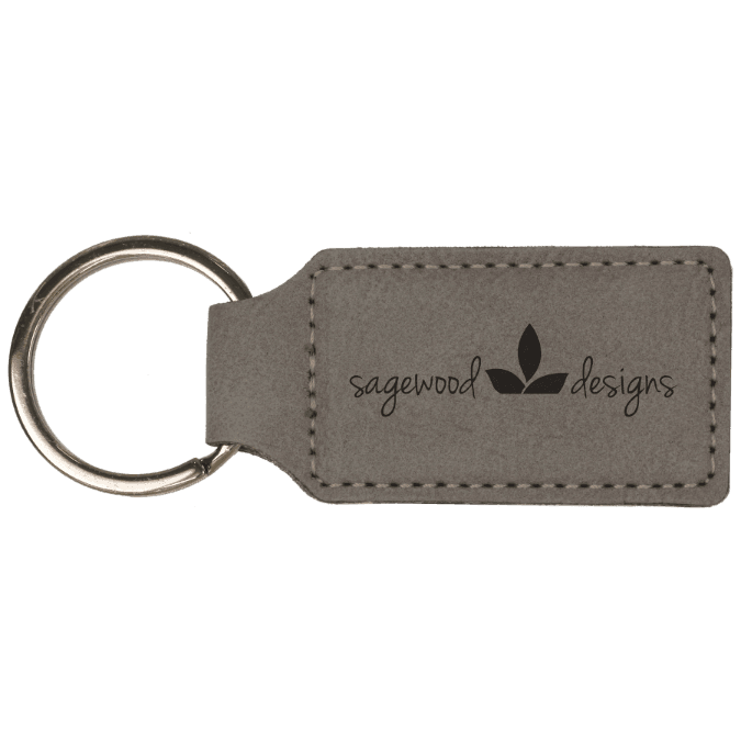 2 ¾" Leatherette Rectangle Keychain