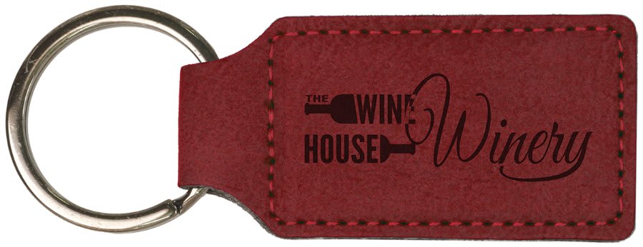 2 ¾" Leatherette Rectangle Keychain