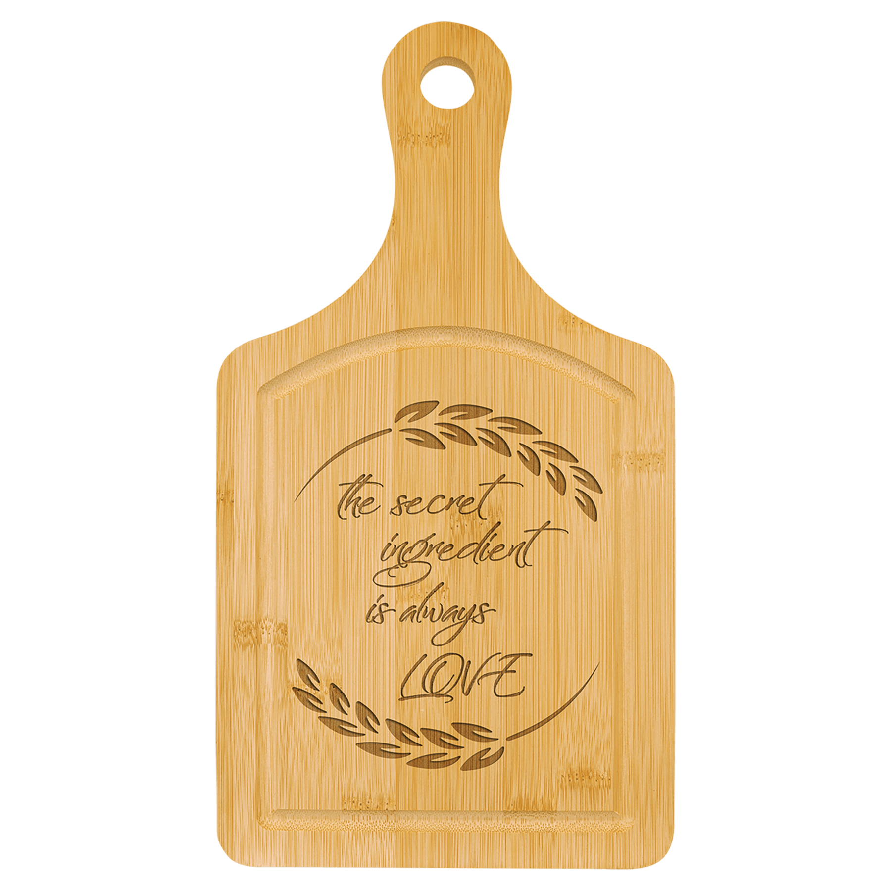 Bamboo Cutting Board Paddle with Drip Ring