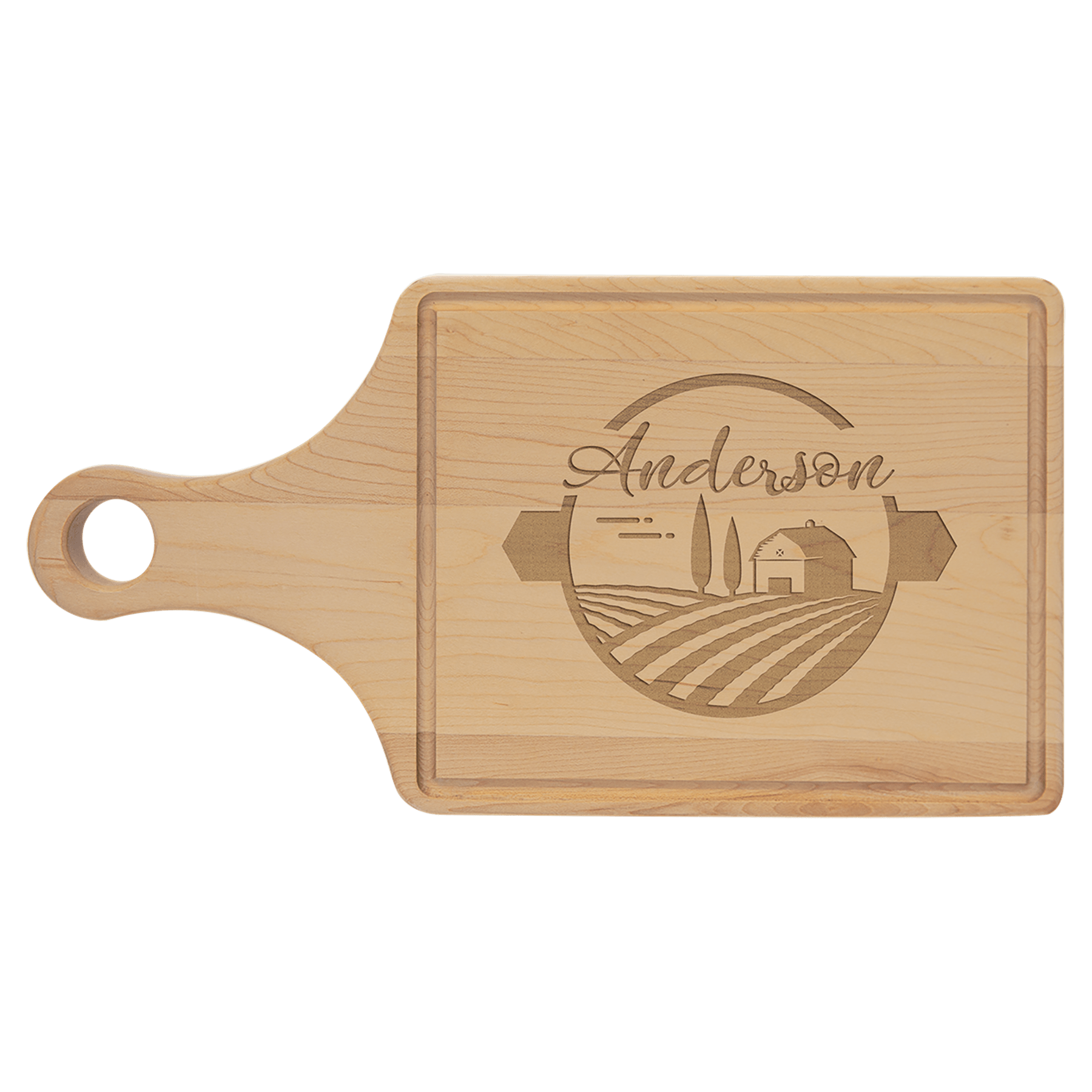 Maple Paddle Shaped Cutting Board with Drip Ring