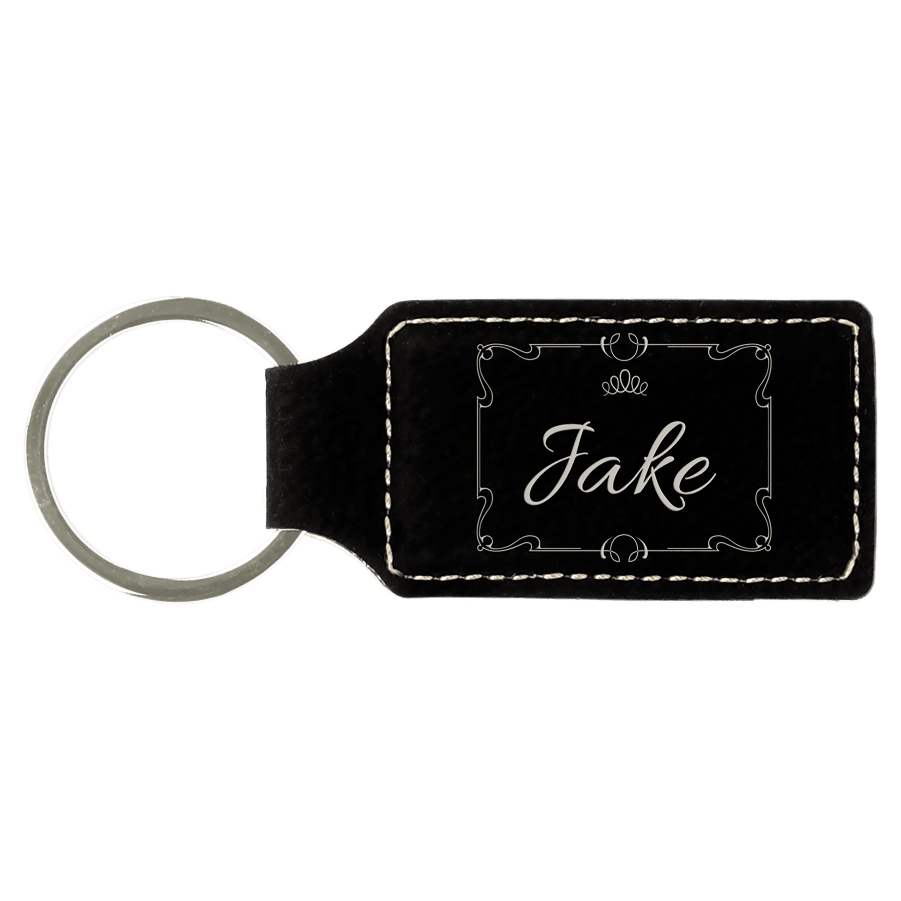 2 ¾" Leatherette Rectangle Keychain
